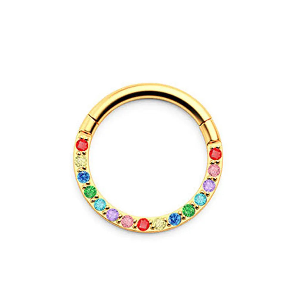 Colorful G23 Titanium CZ Hinged Pitch Ring Nose Ring Open Small Nasal Septum Cartilage Women Earring Perforated Body Jewelry