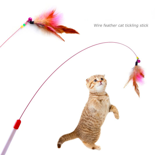 Wire Feather Cat Tickling Stick Pet Products for Cats Pet Cat Toys Interactive Cat Stick Toy Kitten Playing Pet Accessories