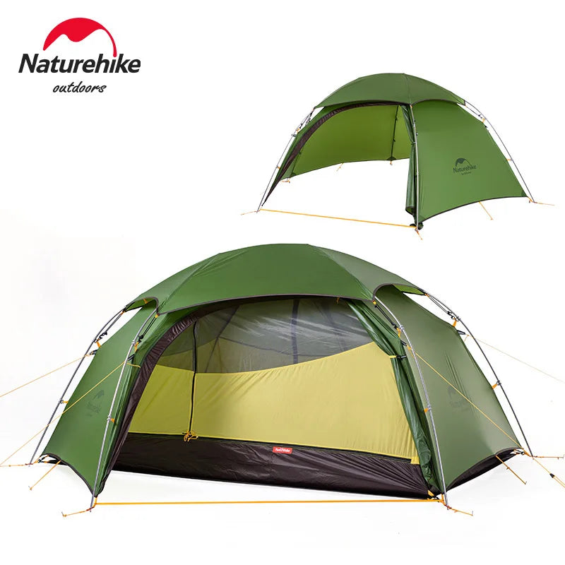 Naturehike Cloud Peak 2 People Tent T-type Zipper Camping Tent 20D Nylon Tent Double Layers Hiking Travel Backpacking Tent