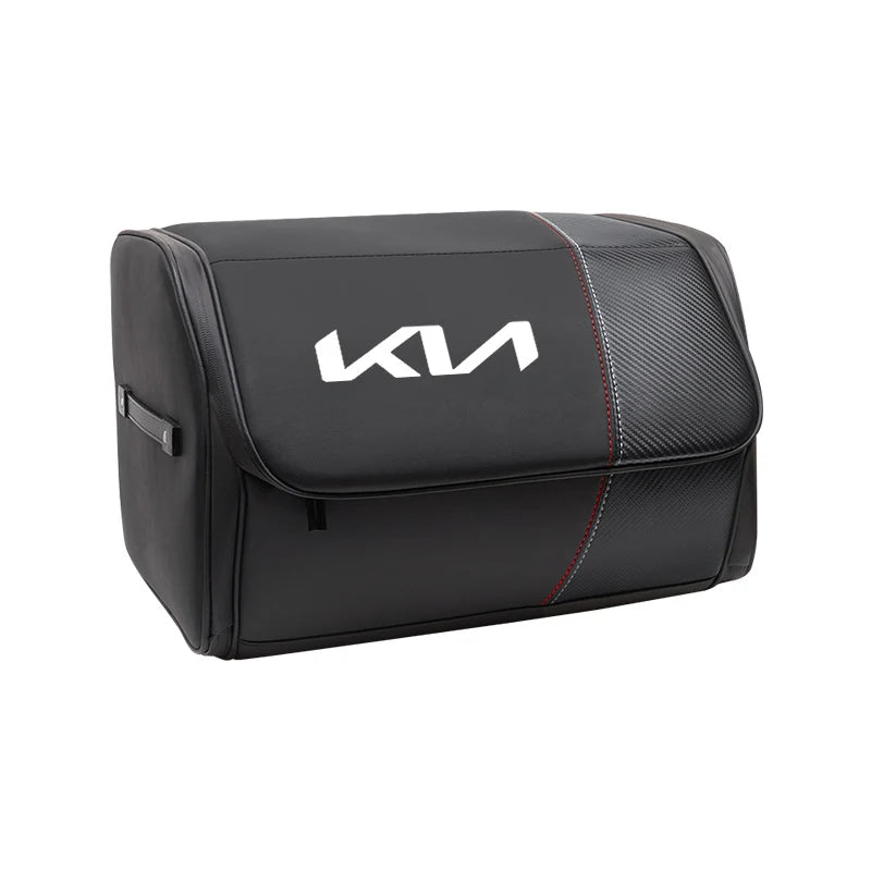 KIA Car High-capacity Leather Storage Bag Car Trunk Organizing Box For KIA EV6 Stinger RIO Sorento Picanto Ceed Borrego Syros K4
