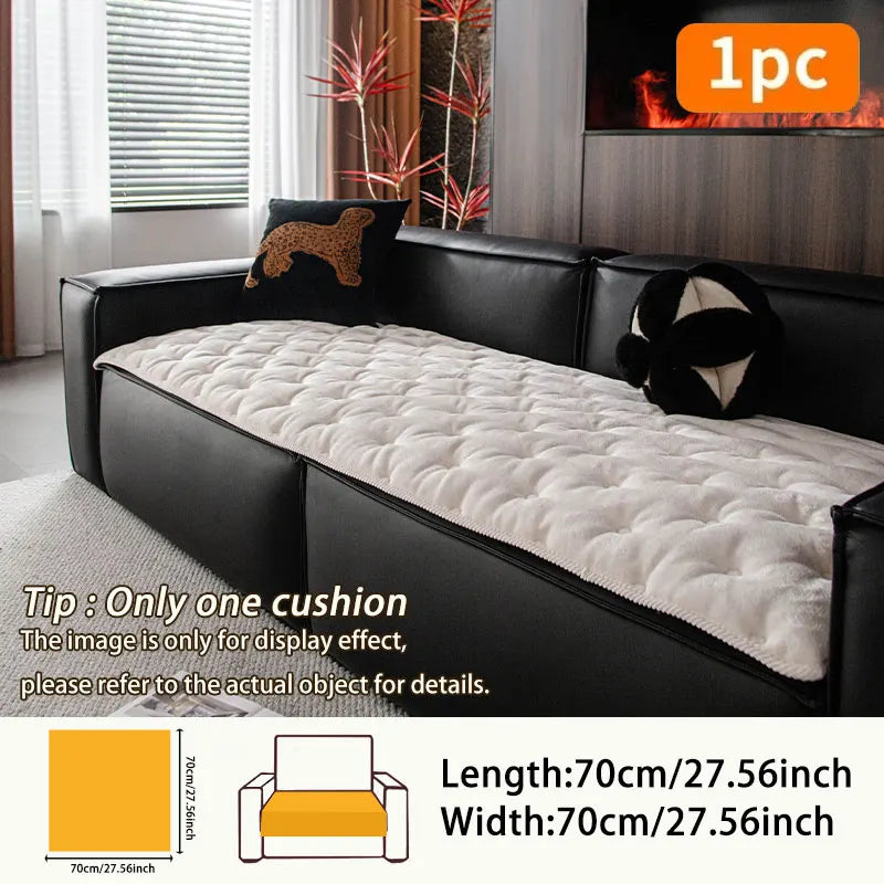 Sofa cushion with a light luxury feel for all seasons 2025 new flannel straight row anti slip sitting cushion
