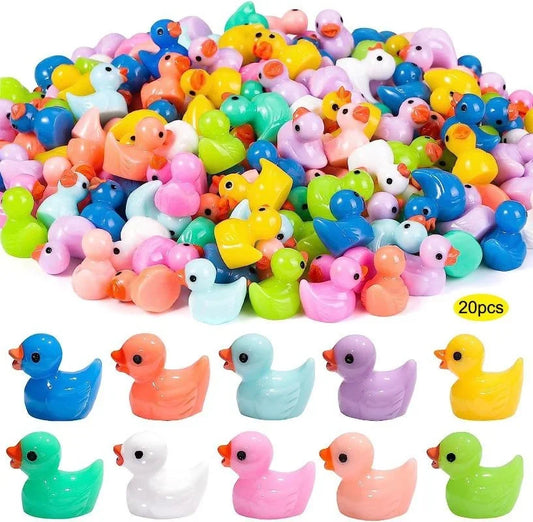 20pcs Tiny Ducks Figures Mini Resin Ducks Plastic Small Miniature Ducks for Dollhouse Fairy Garden Landscape Aquarium Decor