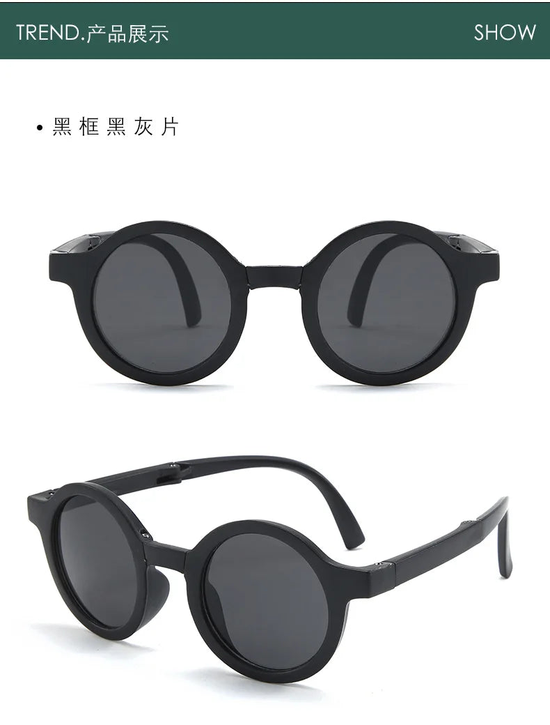 Foldable Kids Sunglasses Girls Boy Children Sun Glasses Round Street Beat Eyeglasses Cute Baby Shades Eyewears