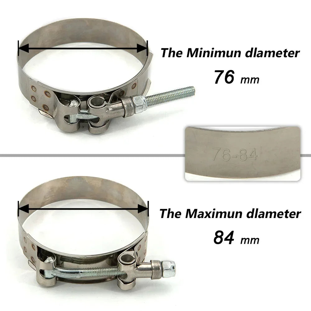 40-112mm 2/2.25/ 2.5/ 2.75/ 3.0/ 3.25/ 3.5/4.0" T-Bolt Exhaust Steel Hose Clamp Intake Turbo Intercooler Silicone Coupler Clamps