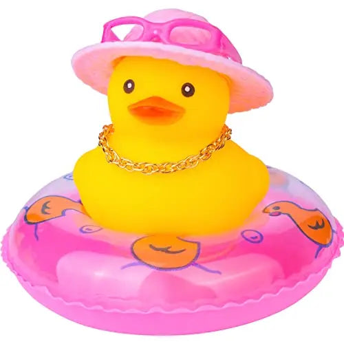Cowboy Duck Car Dashboard Decorations Rubber Duck  with Cool Accessories Mini Swim Ring Sun Hat Sunglasses Scarf or Necklace