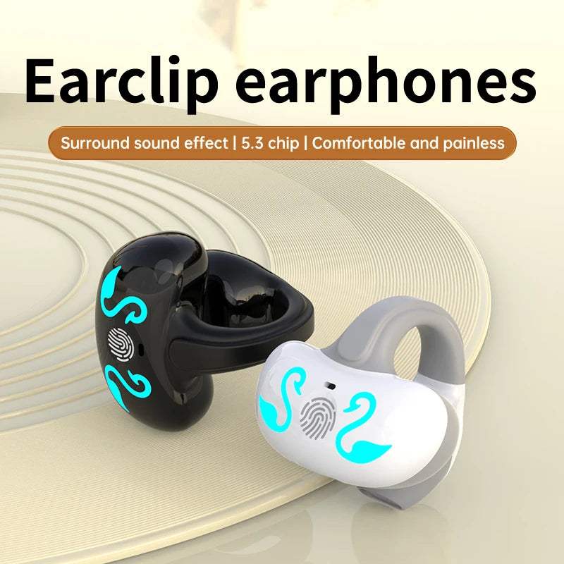 NEW Bluetooth 5.3 Wireless Bone Conduction Headphones T75 Clip Ear Music Noise Canceling Headset HD Call Sports Gaming Earphone