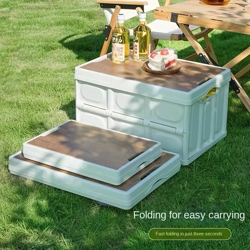 1 Outdoor Camping Storage Box with Lid, Multi-Purpose Large Capacity Car Trunk Organizer, Portable Stall Sorting Box, Suitable F
