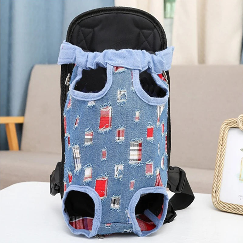 Cats and dogs Breathable outdoor portable backpack Pet backpack Chest bag Pet travel backpack four-legged backpack