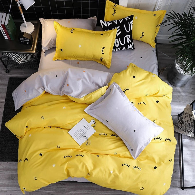 Solstice Home Textile Black Lattice Duvet Cover Pillowcase Bed Sheet Simple Boy Girls Bedding Sets Single Twin Double Cover Beds