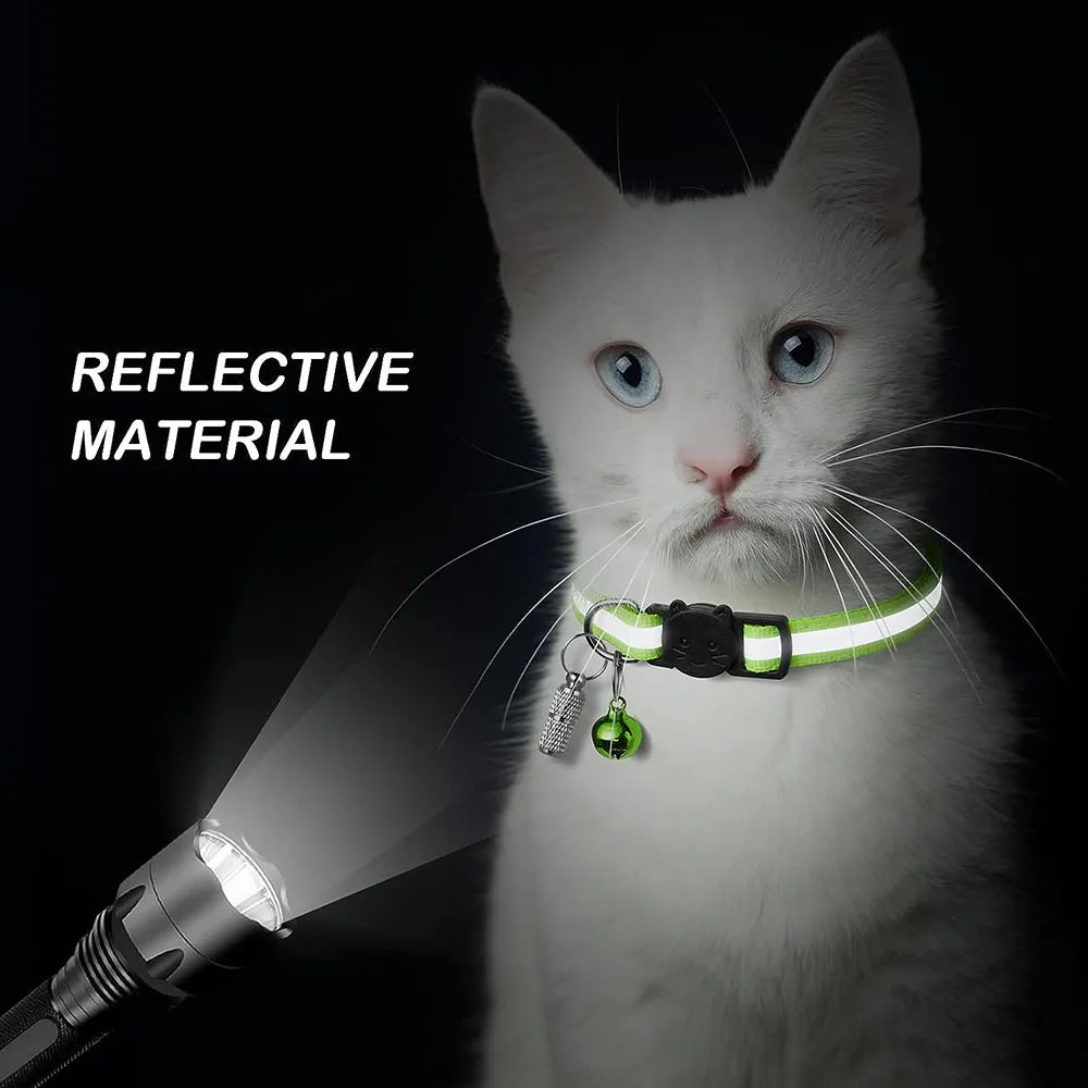 Reflective Breakaway Cat Collars with Bells Safety Buckle Kitten Collar Adjustable for Girl Cats Boy Male Cats Pet Accessories