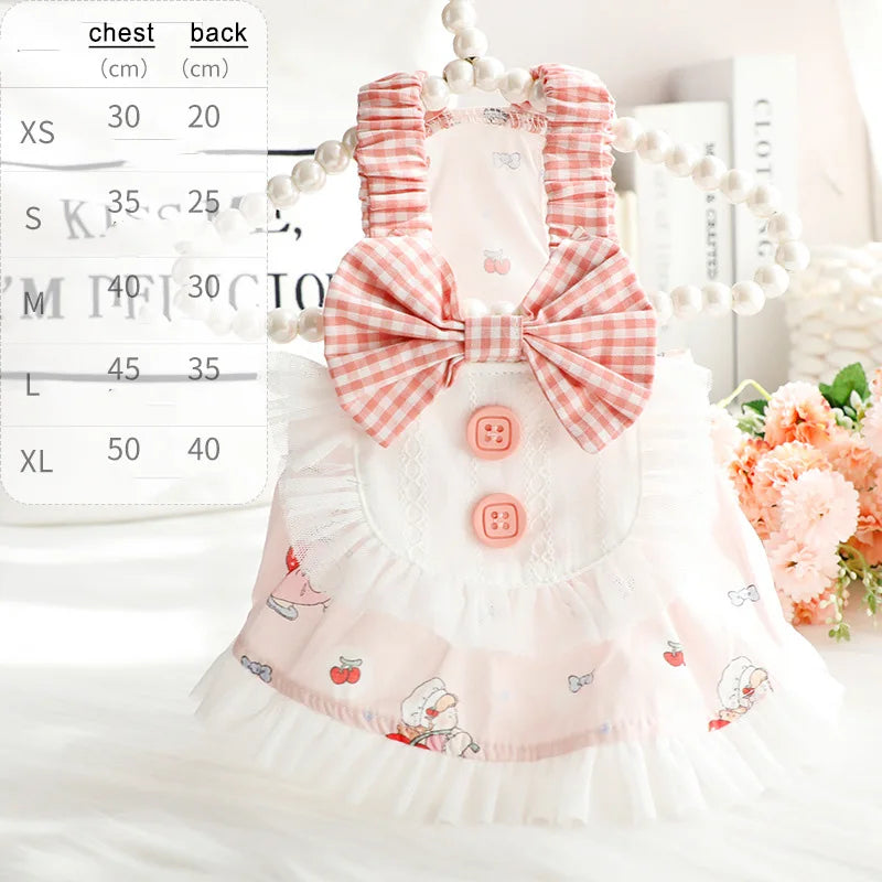 dog Lolita  Princess Dress Dog Pet Clothing Skirt Dogs Clothes Cat Small Print Cute Thin Summer White Small Dogs Clothing