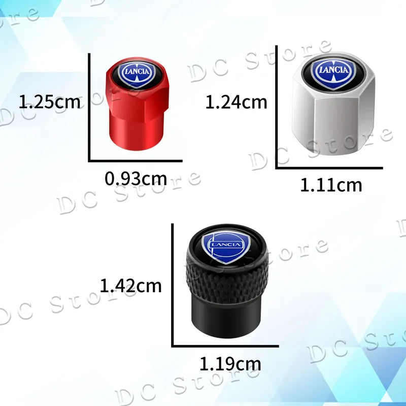 4Pcs Car Decor Metal Emblem Wheel Tire Valve Stem Caps Tyre Air Dust Cover For Lancia Logo Delta 3 Musa Ypsilon Phedra Voyage