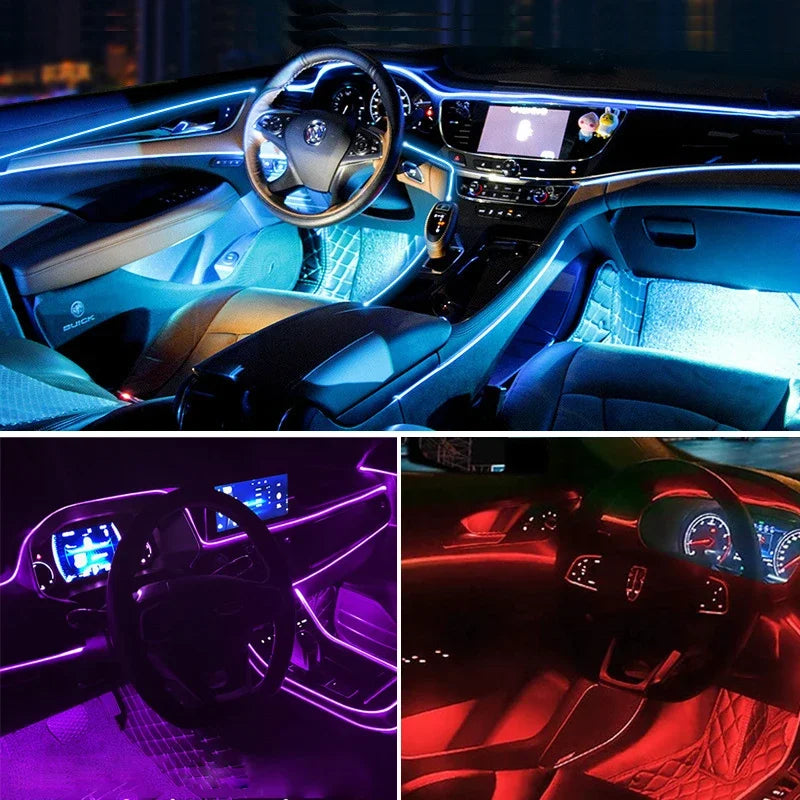 1M 3M 5M car EL Wire led strip Atmosphere light for DIY flexible AUTO interior Lamp Party decoration lights Neon strips 12V USB