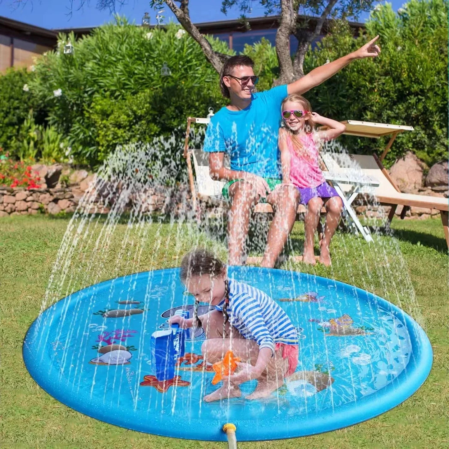 100/150/200cm Summer Pet Inflatable Swimming Pool Foldable Spray Mat Dogs Kids Outdoor Interactive Fountain Toys