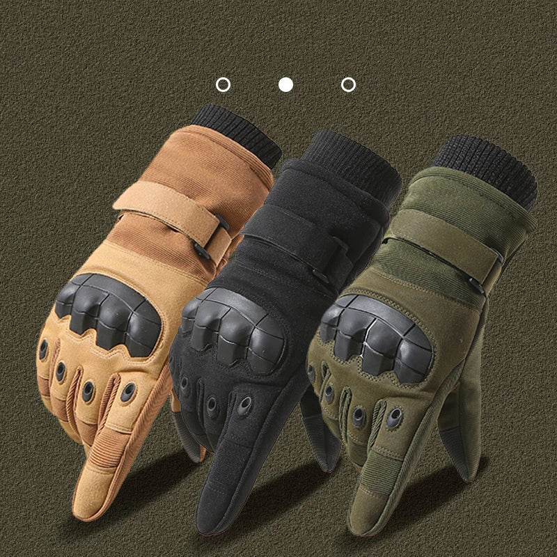Winter Gloves for Men Outdoor Motorcycle Riding Windproof Cold-proof Anti-slip Warm Touch Screen Fleece Thickened Skiing Gloves