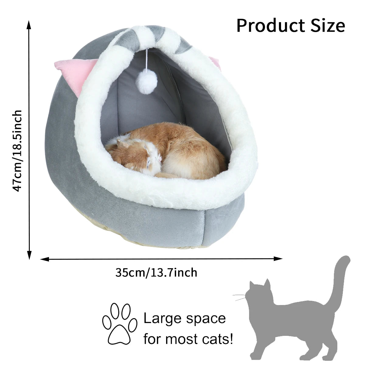 Pet Tent Cave Bed for Cats Small Dogs Self-Warming Cat Tent Bed Cat Hut Comfortable Pet Sleeping Bed Foldable Removable Washable