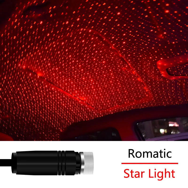 Adjustable Auto Interior Decor Light Romantic LED Car Roof Star Night Light Projector Atmosphere Galaxy Lamp USB Decorative Lamp