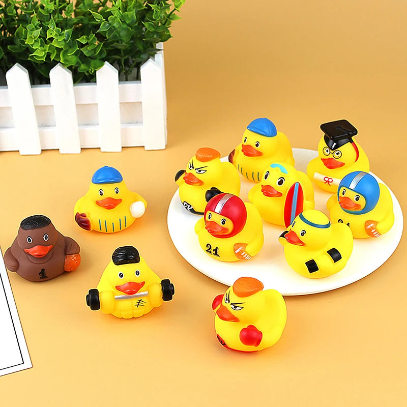 Creative Cute Sports Duck Toys Baby Bath Toys Rubber Ducks Summer Beach Pool Activity Floating Ducks Children Birthday Gifts
