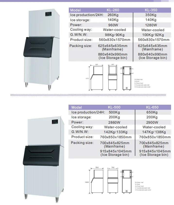 Ice Maker Commercial Ice Cube Machine Factory with air Cooling or Water Cooling