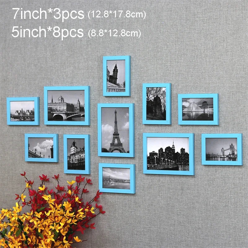 11Pcs Picture Frames Wall Photo Frame Architecture Picture Frame Set Modern Decor Living Room Home Decoration marcos de fotos