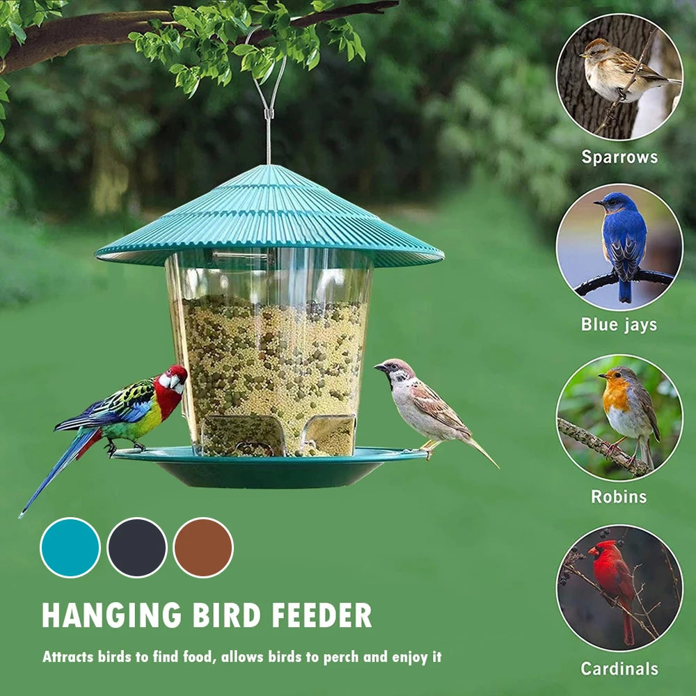 Window Wild Bird Feeder House Transparent Plastic Bird Feeder Hanging Peanut Nut Feeding Station Garden Seed Dispenser