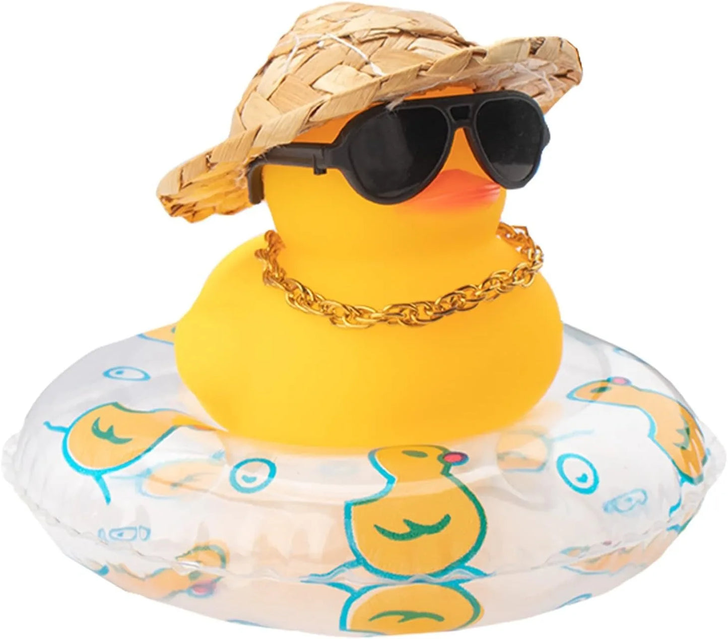 Cowboy Duck Car Dashboard Decorations Rubber Duck  with Cool Accessories Mini Swim Ring Sun Hat Sunglasses Scarf or Necklace
