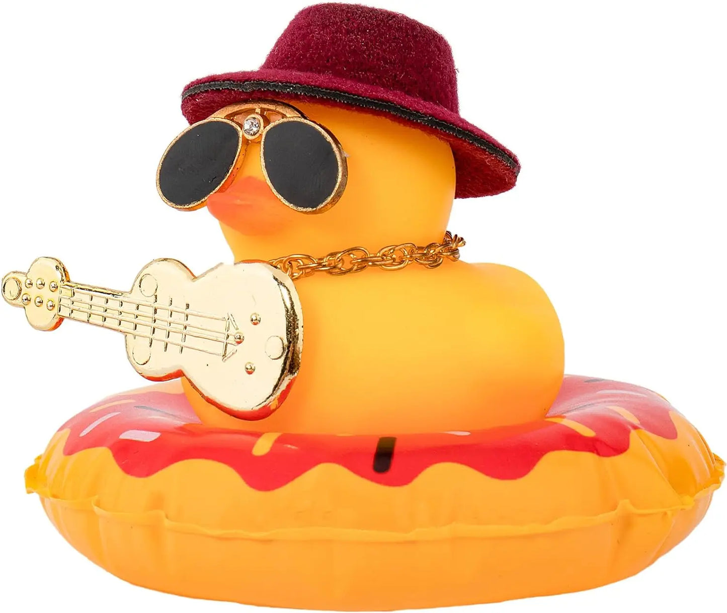 Rubber Duck Dashboard Decorations Camera Duck Car Accessories for Car Ornament with Mini Hat Swim Ring Necklace and Sunglasses