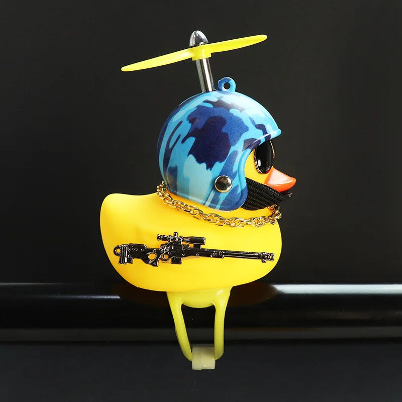 Car Dashboard Duck Bike Bell Rubber Yellow Duck Cute with Propeller Weapon Bicycle Horn Handlebar Cycling Bell Toy Sport Outdoor