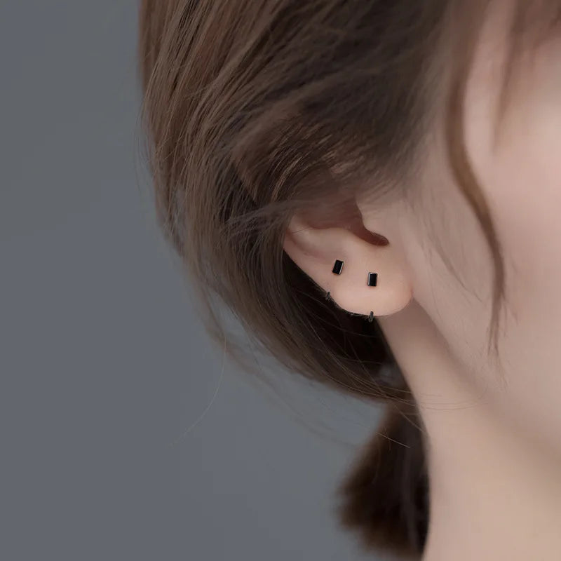 TrustDavis Real 925 Sterling Silver Fashion Sweet Mini Square Charm Stud Earrings For Women Wedding Party Fine Jewelry DA2019