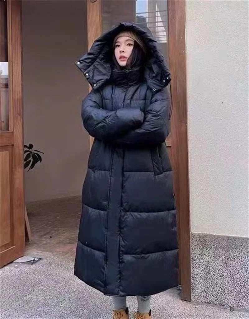 2024 New Warm Winter Puffer Jacket Hooded Long Women Parkas Thick Cotton Padded Windproof Overcoat Casual Loose Snow Wear Jaquet