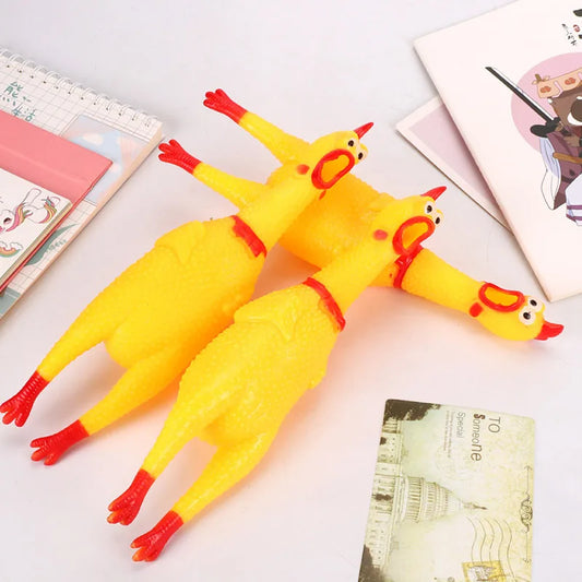 Yellow Screaming Chicken Dog Toys Novelty and Durable Chew Toy Sound Squeeze Screaming Toy