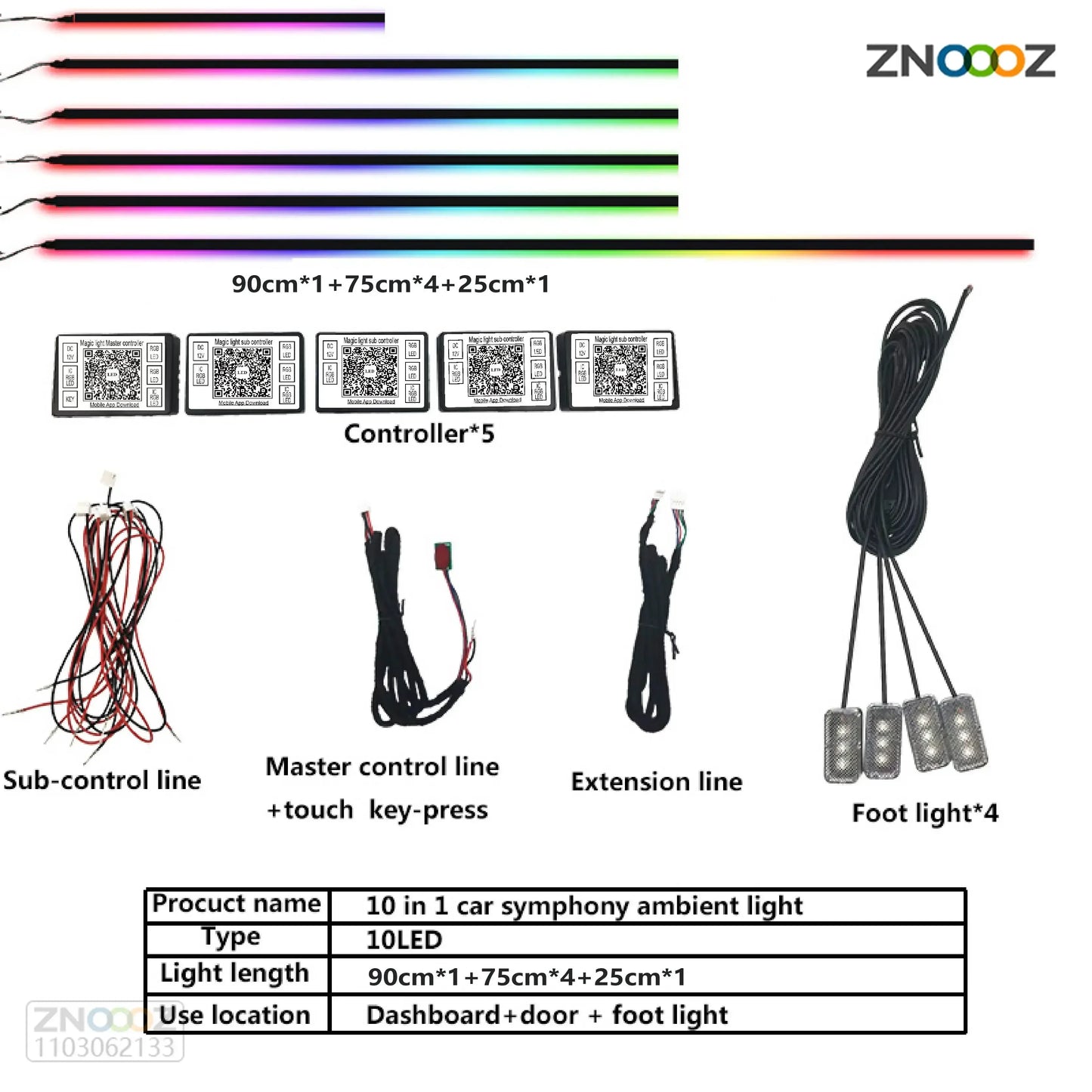 For Kia 64 Color RGB Symphony Car LED  Interior Ambient Light