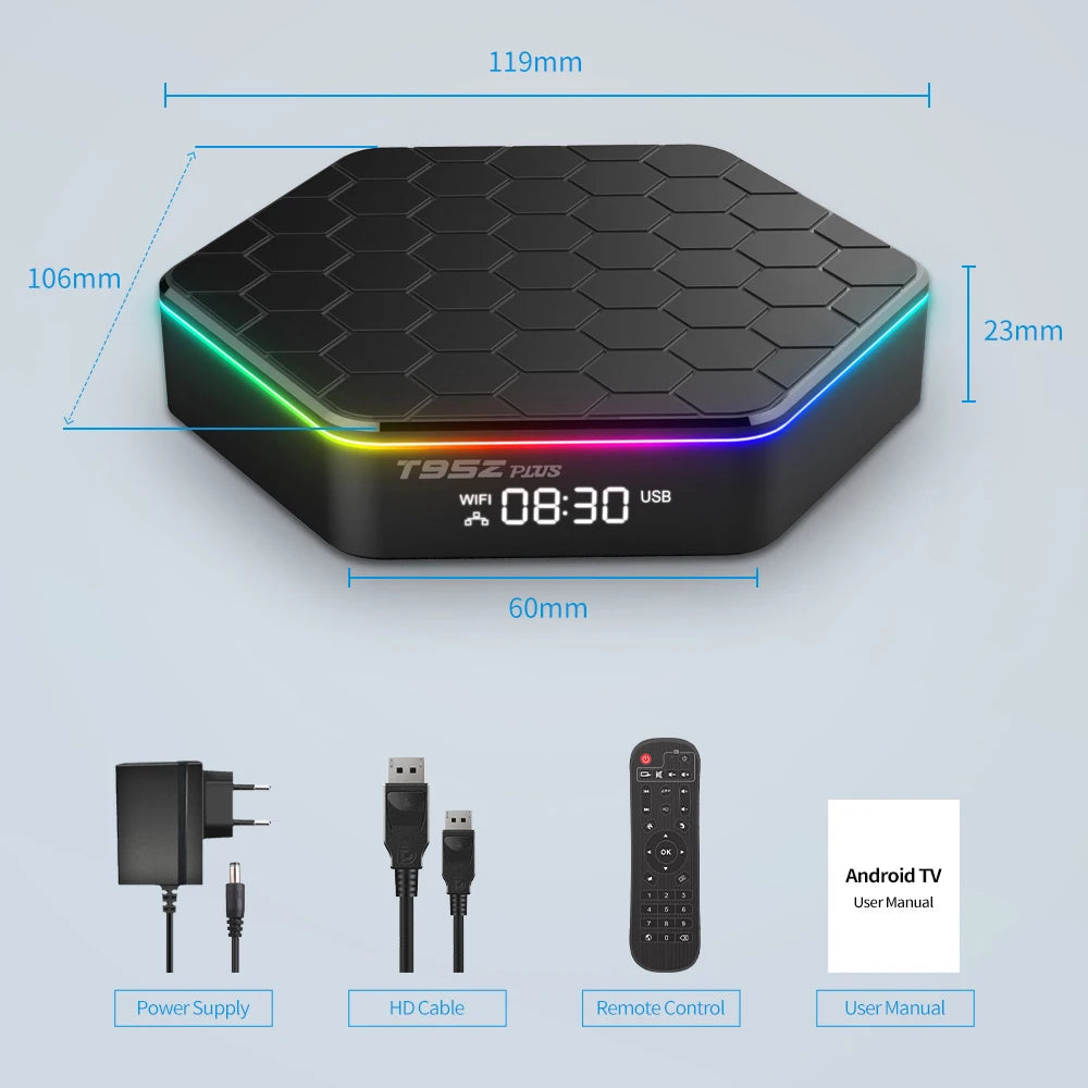 T95Z PLUS Android 12 TV Box Allwinner H618 8K 2.4G 5G Wifi6 4GB 64B 32GB 2GB 16GB  BT5.0 H.265 Global Media Player