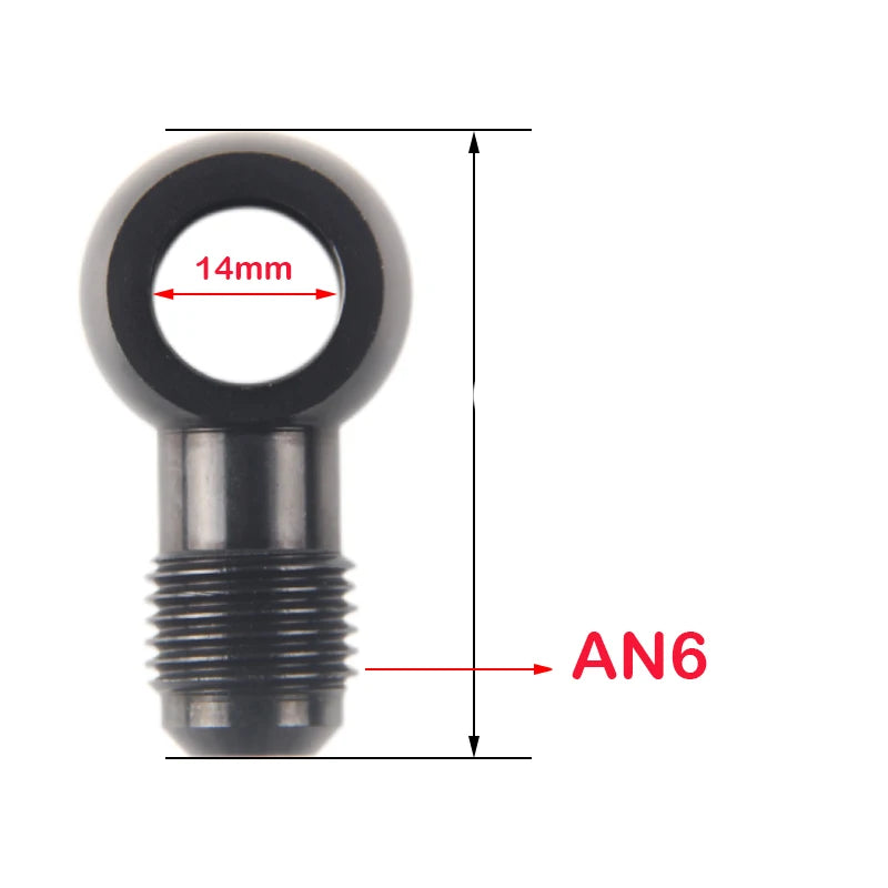 Aluminum banjo adaptor Bolt AN3 AN4 AN6 AN8 AN10 an to 12mm 14mm 16mm 18mm brake fitting Black