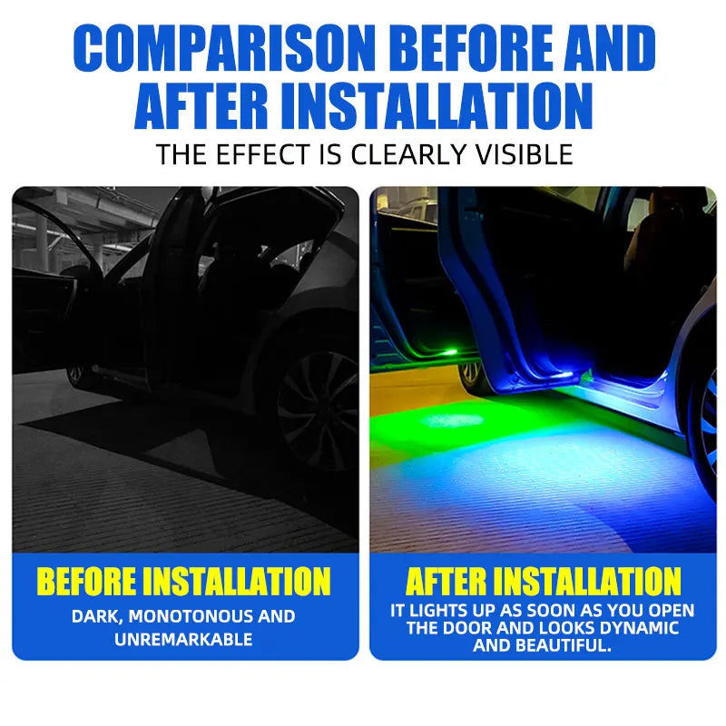 Car Door Welcome Light RGB/White LED Atmosphere Light Wireless Open Door Night Lighting Anti-collision Lamp USB Charging