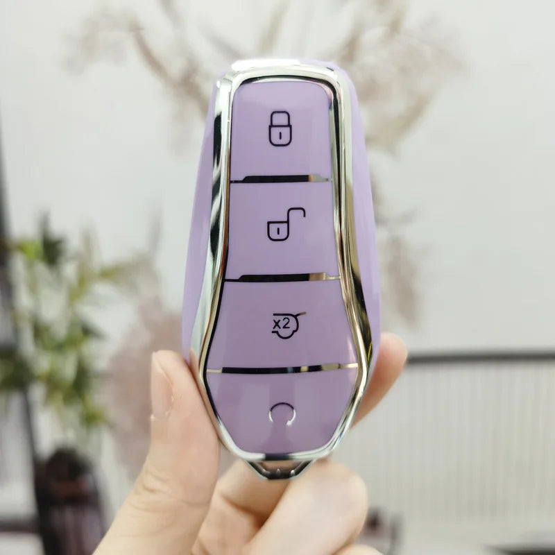 Fashion 4 Buttons TPU Car Key Case For BYD Atto 3 Han EV Dolphin Remote Control Protect Cover Keychain Auto Accessories