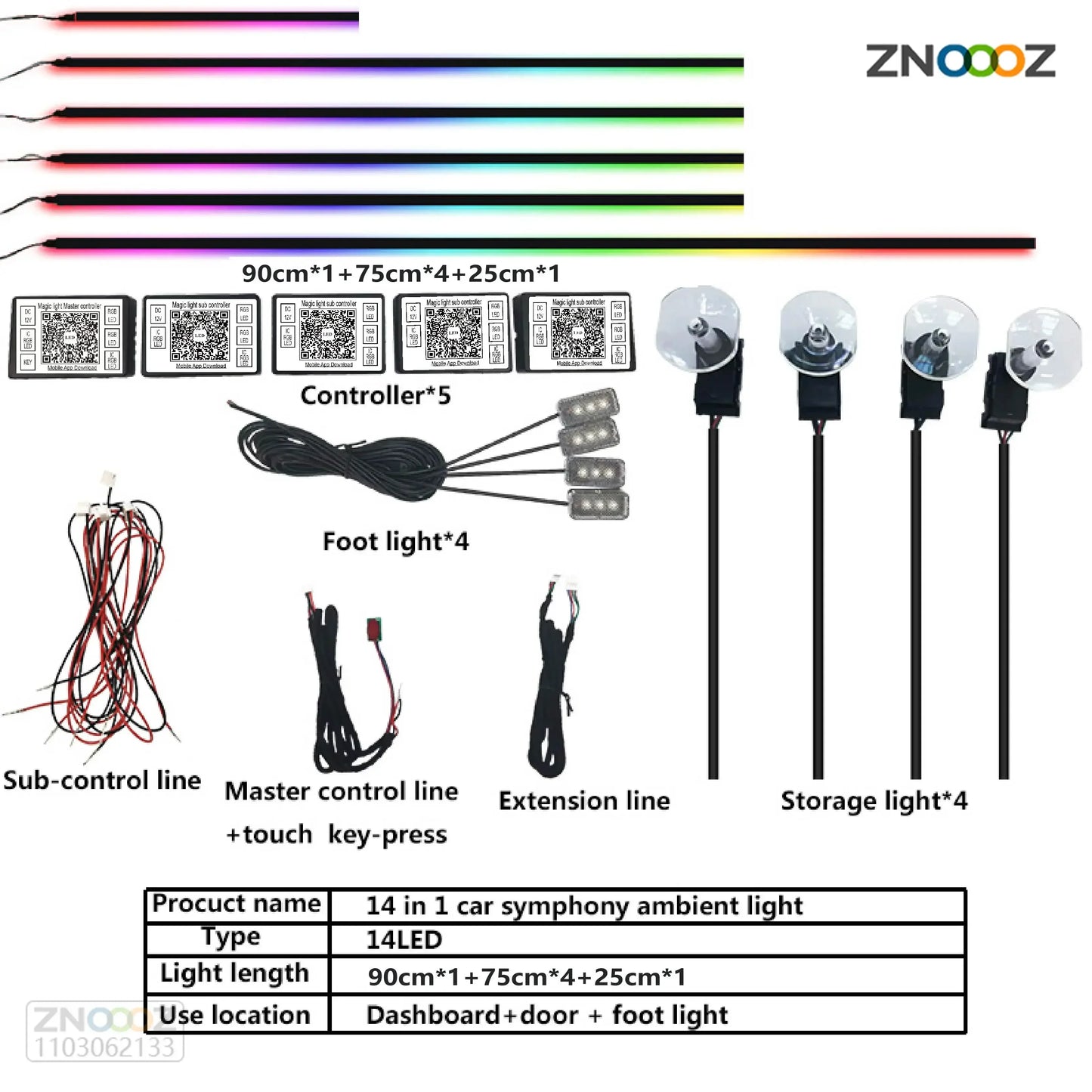 For Kia 64 Color RGB Symphony Car LED  Interior Ambient Light