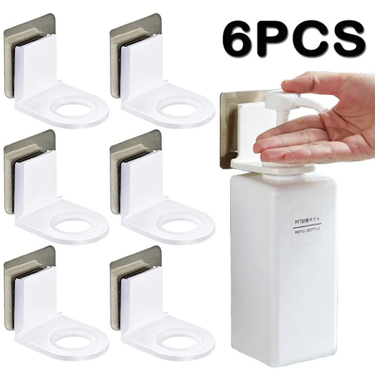 Wall Mounted Self-Adhesive Shampoo Bottle Shelf Liquid Soap Shower Gel Organizer Hook Holder Shelves Hanger Bathroom Accessories