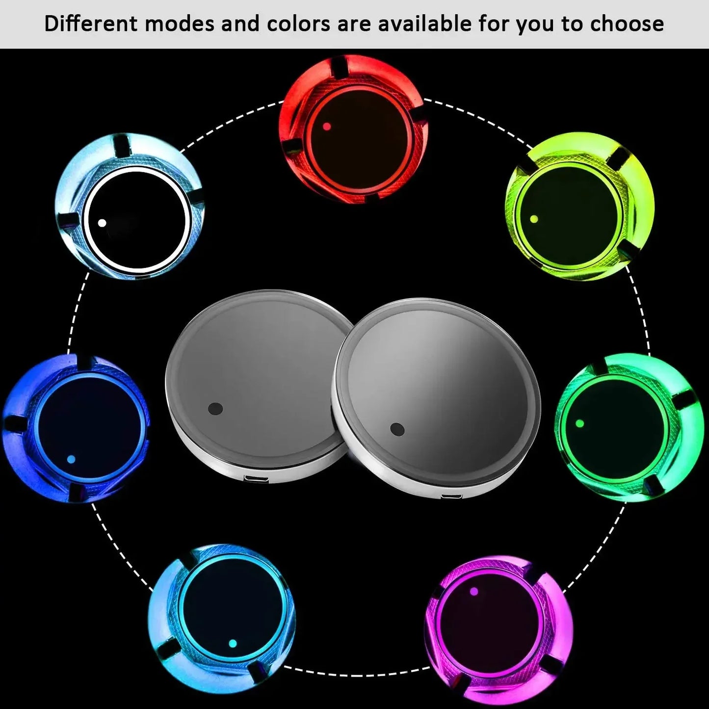 Universal LED Car Cup Holder Light Car Coasters Bottle Atmosphere Light Mats 7 Colors Cup Holder Pad Car Interior Accessories