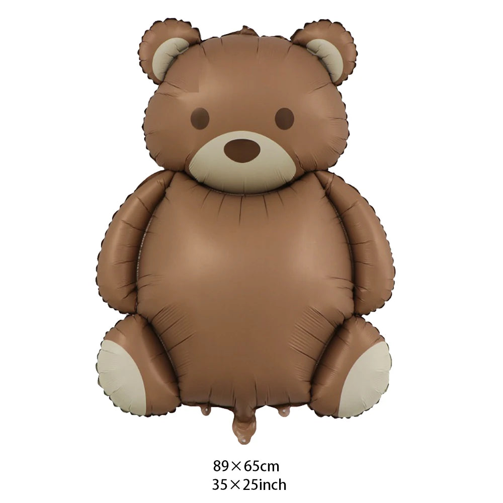 Coffee Brown Teddy Bear Balloon Number Heart Balloon set kid Birthday Party Decoration Baby Shower wedding Valentine's Day decor