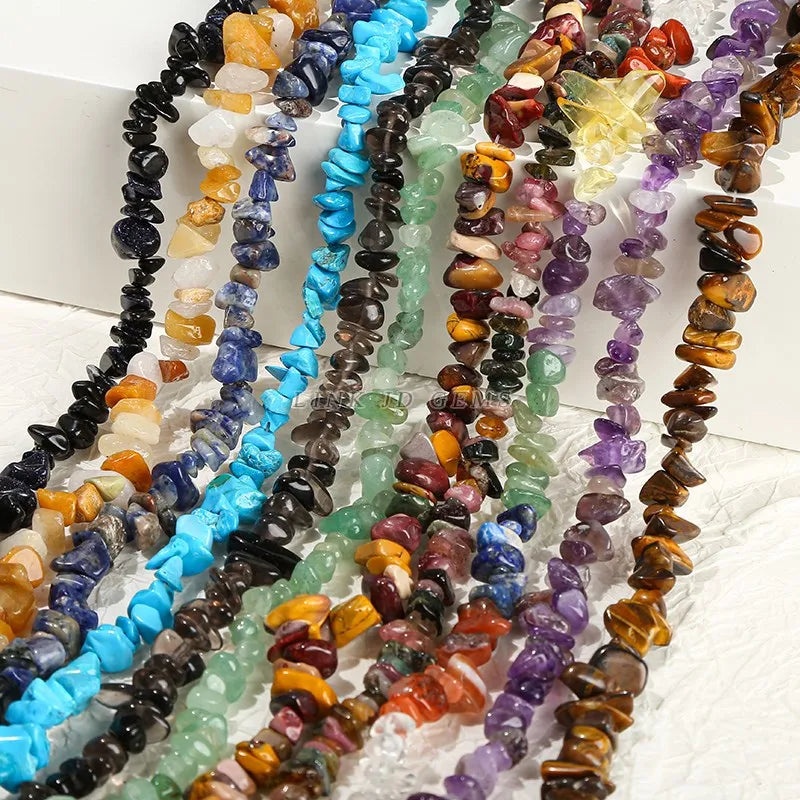 5-8mm Natutal Stone Irregular Quartz Amethyst Gravel Beads Freeform Chip Tiger Eye For Jewelry Making Diy Bracelet Necklace 15"