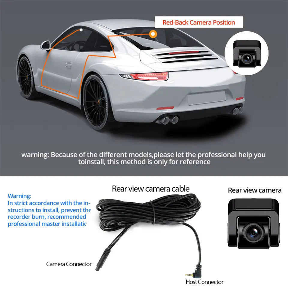 Dash Cam Car Camera Dual Lens 4K UHD Recording DVR Night Vision Video Recorder Built-In Wi-Fi Support GPS 24H Parking Car Camera