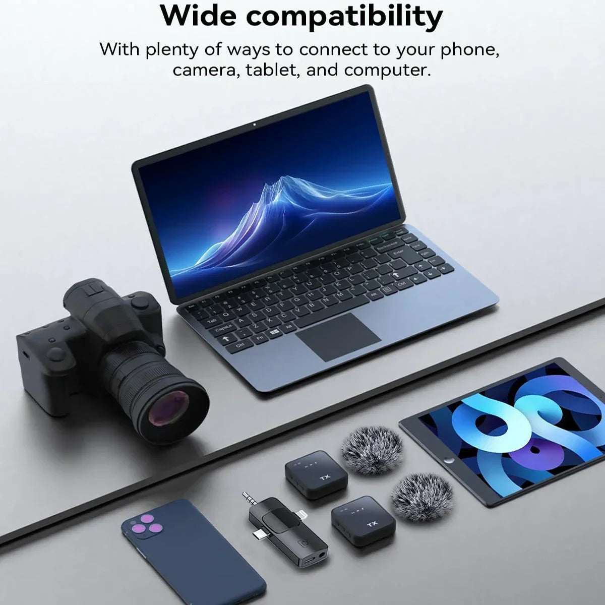 Wireless Lavalier Microphone for Camera  Android iPhone Microphone Reverb Sound Video Recording Podcast Noise Reduction Clip mic