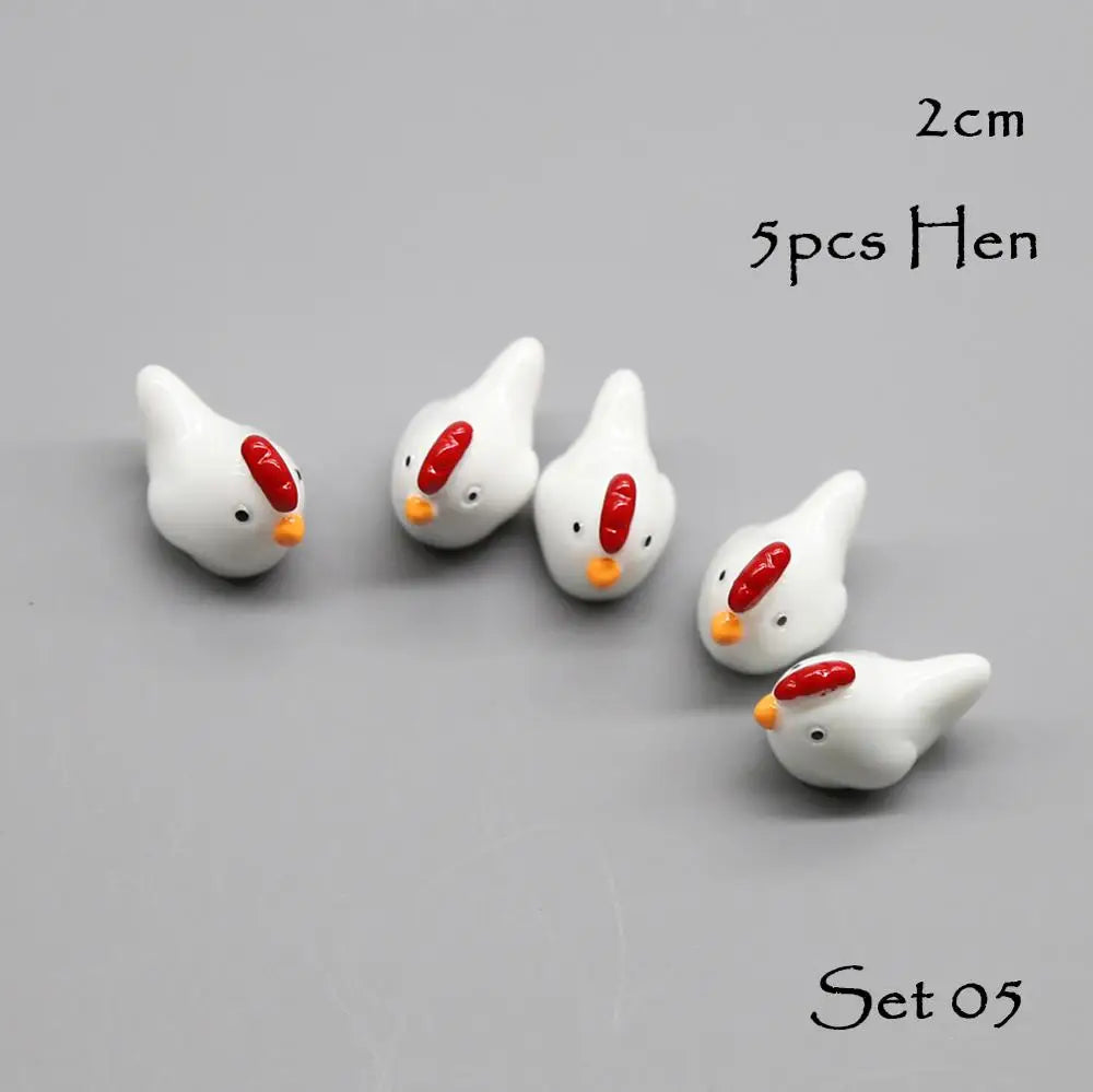 5pcs Miniature Animals Chick Sheep Turtle Puppy Fairy Garden Toy Aquarium Decoration Duck DIY Handicraft Accessories 1-3cm