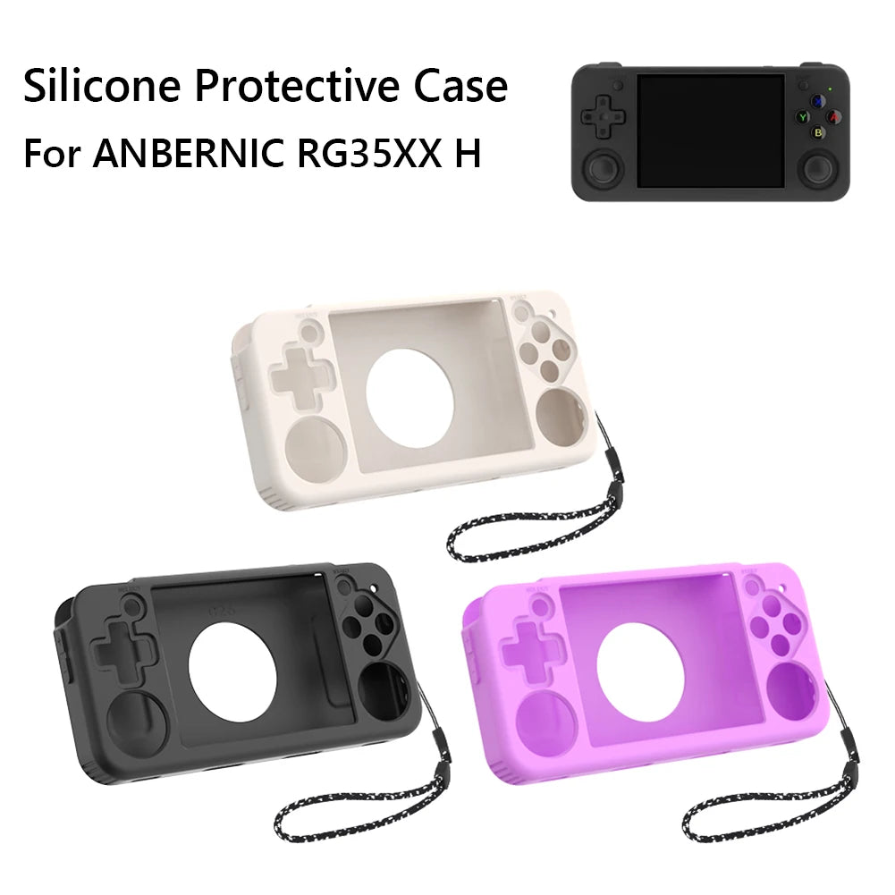 Silicone Protective Sleeve Skin with Lanyard Protective Case Protective Cover for Anbernic RG35XX H Retro Handheld Game Console