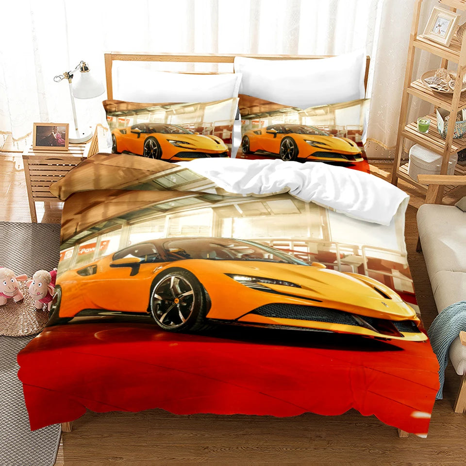 Sports Car Duvet Cover Set Luxury High Quality 3D Printed Bedding 2/3pcs Double Queen King Bedclothes Adults Boys Home Textile