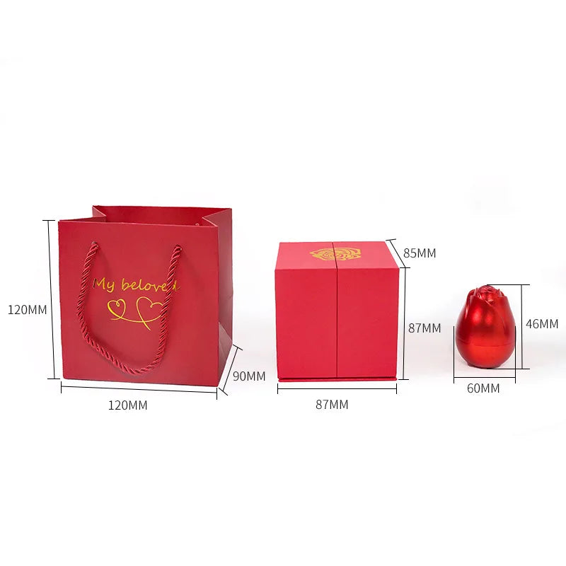 New in Rose Jewelry Box for Necklace Pendant Valentine's Day Gift Organizer Plastic Plastic Paper Lifting Packaging Display Box