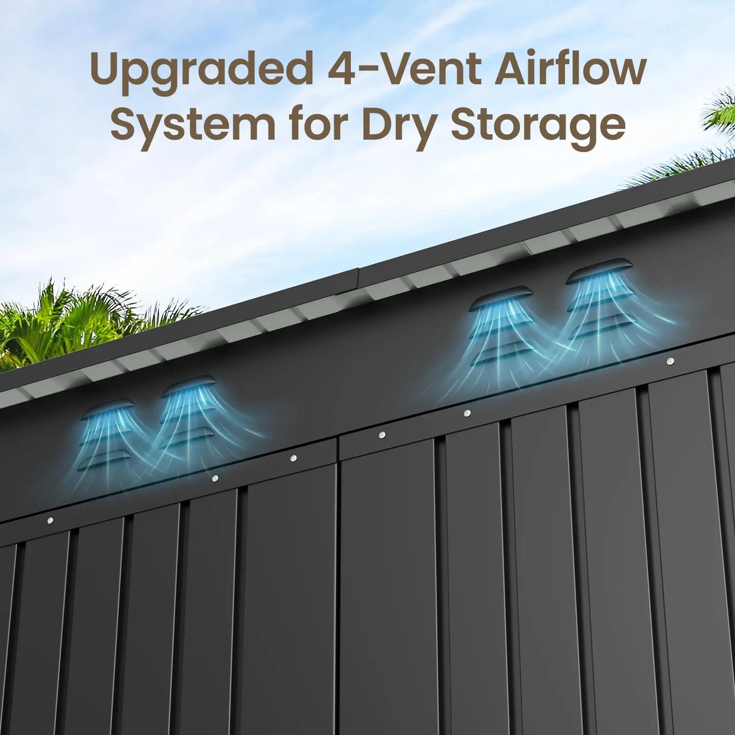 Outdoor Storage Shed Clearance, Metal Outdoor Storage Cabinet with Double Lockable Doors, Waterproof Tool, Customized