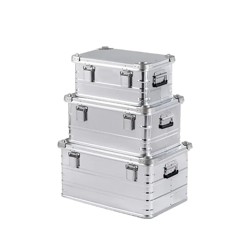 Outdoor Camping Storage Box Aluminium Alloy 80L Large Travel Storage Box Car Trunk Organizer Portable Natural Hiking Accessories