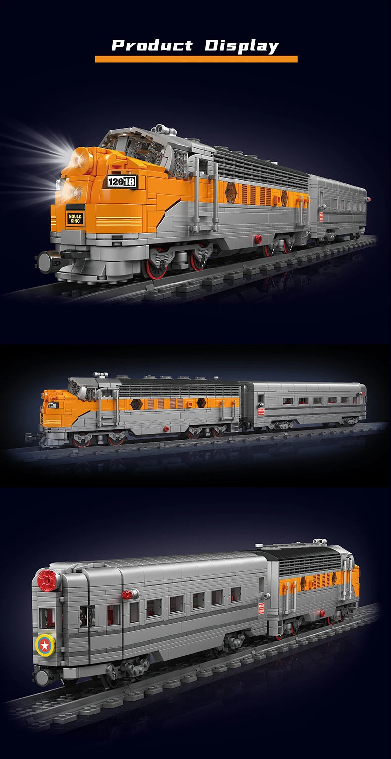 Mould King 12018 Technical Train Building Block Remote Control USA EMD F7 WP Diesel Locomotive Model Kids Christmas Gift Toys
